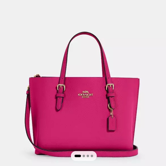 Coach Handbags - Coach Mollie Tote Bag 25 in Gold and Cherise